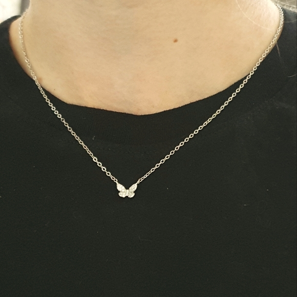 Pretty Silver Butterfly Necklace - Picture 2 of 4